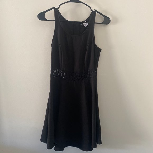 Black Halter Dress with Lace Mid - Picture 1 of 6